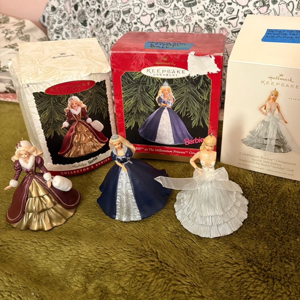 Broken Hallmark Barbie ornaments set of 3